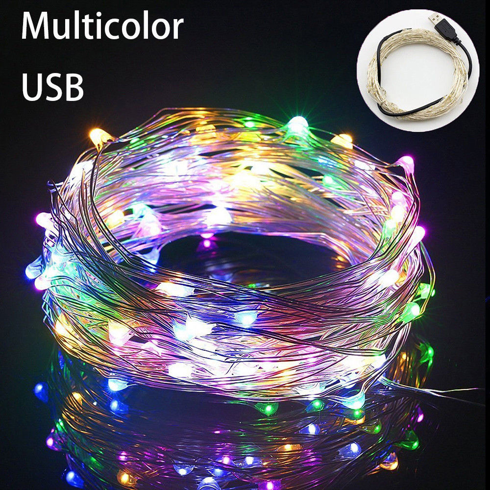 2/3/5/10 Meter LED String Lights USB Sliver Wire Starry Fairy Light for Xmas Garland Party Birthday Wedding Christmas Tree Decor