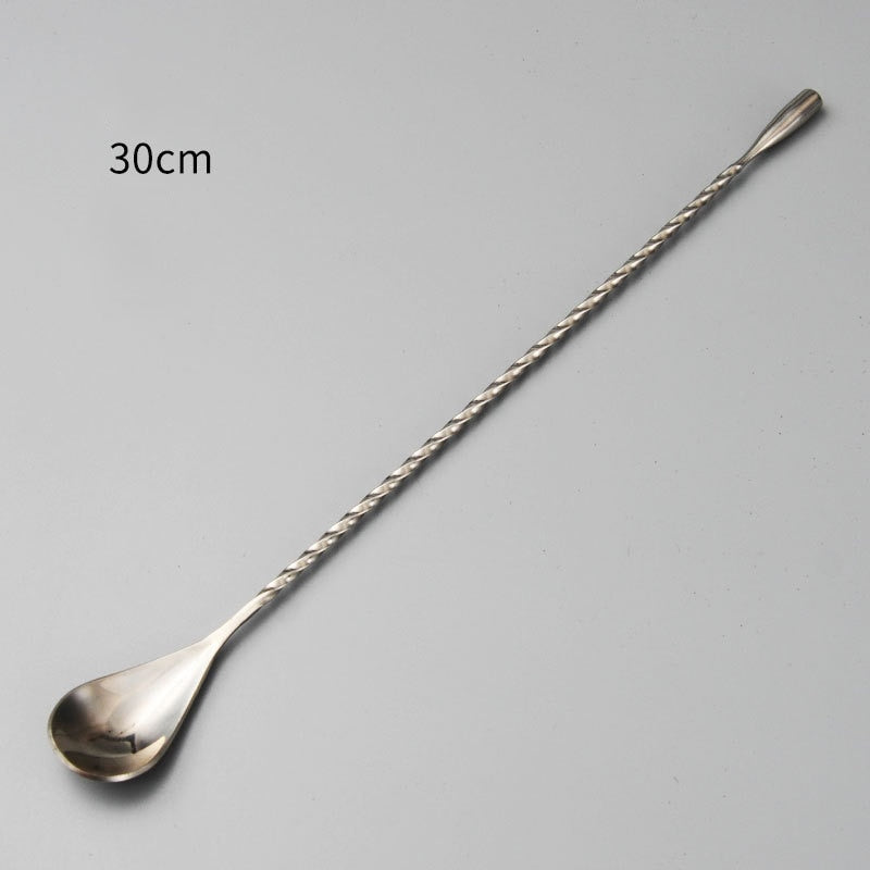 30/40/50cm Stainless Steel Stir Bar Spoon Mixing Ounces Cocktail Scoops Spiral Pattern Bartender Tools Teadrop Spoon Bar Tool