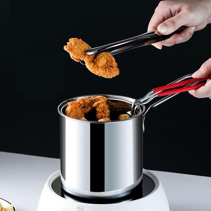 Stainless Steel Deep Fryer Pot Universal Small With Basket Fryer Pan Fry Pot For Shrimp Fries Kitchen Camping Cooking Tool