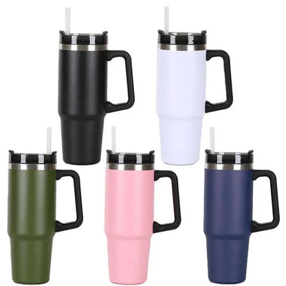 NEW 30oz Mug With Handle Insulated Tumbler Straw Stainless Steel Coffee Termos Cup In-Car Vacuum Flasks Portable Water Bottle