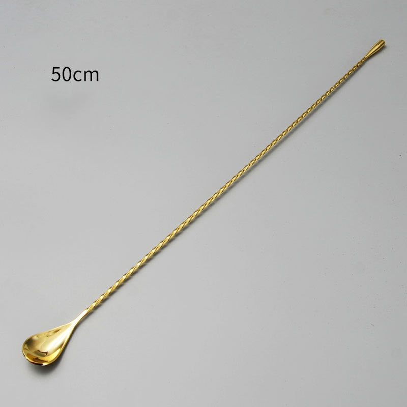 30/40/50cm Stainless Steel Stir Bar Spoon Mixing Ounces Cocktail Scoops Spiral Pattern Bartender Tools Teadrop Spoon Bar Tool