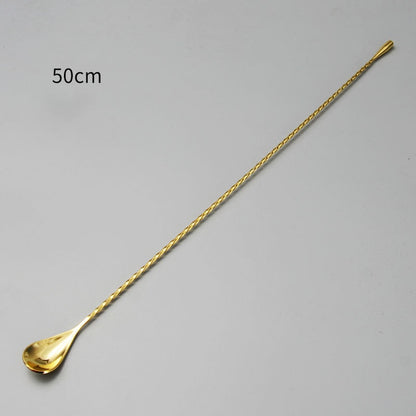 30/40/50cm Stainless Steel Stir Bar Spoon Mixing Ounces Cocktail Scoops Spiral Pattern Bartender Tools Teadrop Spoon Bar Tool