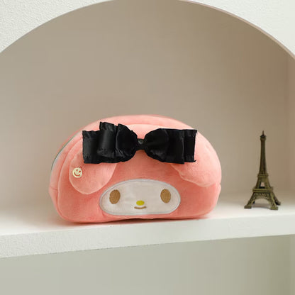 Sanrioed Hello Kitty Plush Pencil Case My Melody Cinnamoroll Purin Cartoon Storage Bag Large Capacity Makeup Bag Stationery Gift