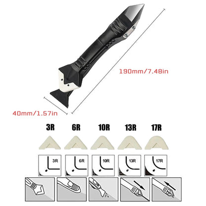 Silicone Scraper Glue Remover Knife Angle Beauty Crevice Spatula Tool Grout Scraper Kit 5in1 Multifunction Coner Caulking Tool