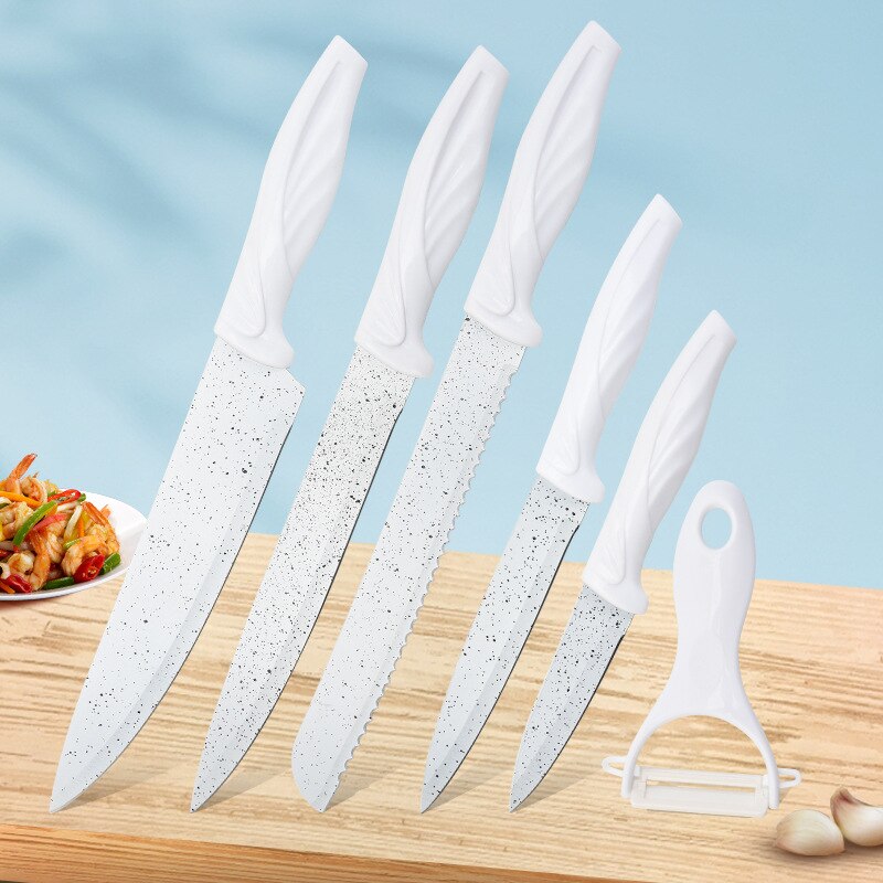 6 Pcs/Set Kitchen Knives Chef Knife Stainless Steel Peeling Slicing Bread Cutter Cleaver with Gift Box