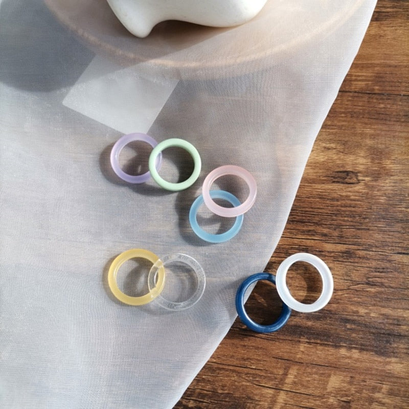 2022 Hallyu New Stray Kids Felix Same Ring Color Acrylic Ring Fashion Candy Color Transparent Resin Accessories Women's Jewelry