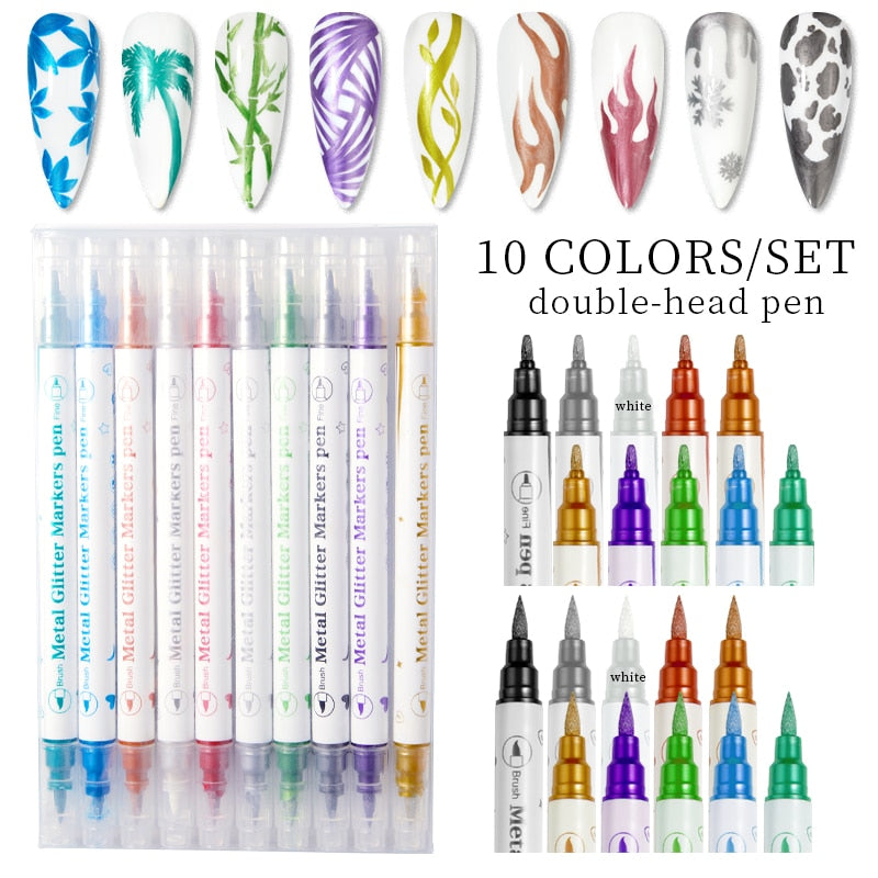 1Set Nail Art Drawing Pen Graffiti Nail Acrylic Pen Waterproof Painting Liner DIY 3D Abstract Line Nail Art Beauty Tool Manicure