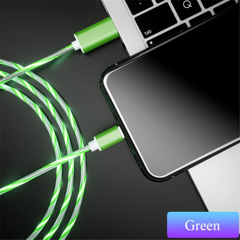 Glowing Cable Mobile Phone Charging Cables LED light Micro USB Type C Charger For Samsung Xiaomi iPhone Charge Wire Cord