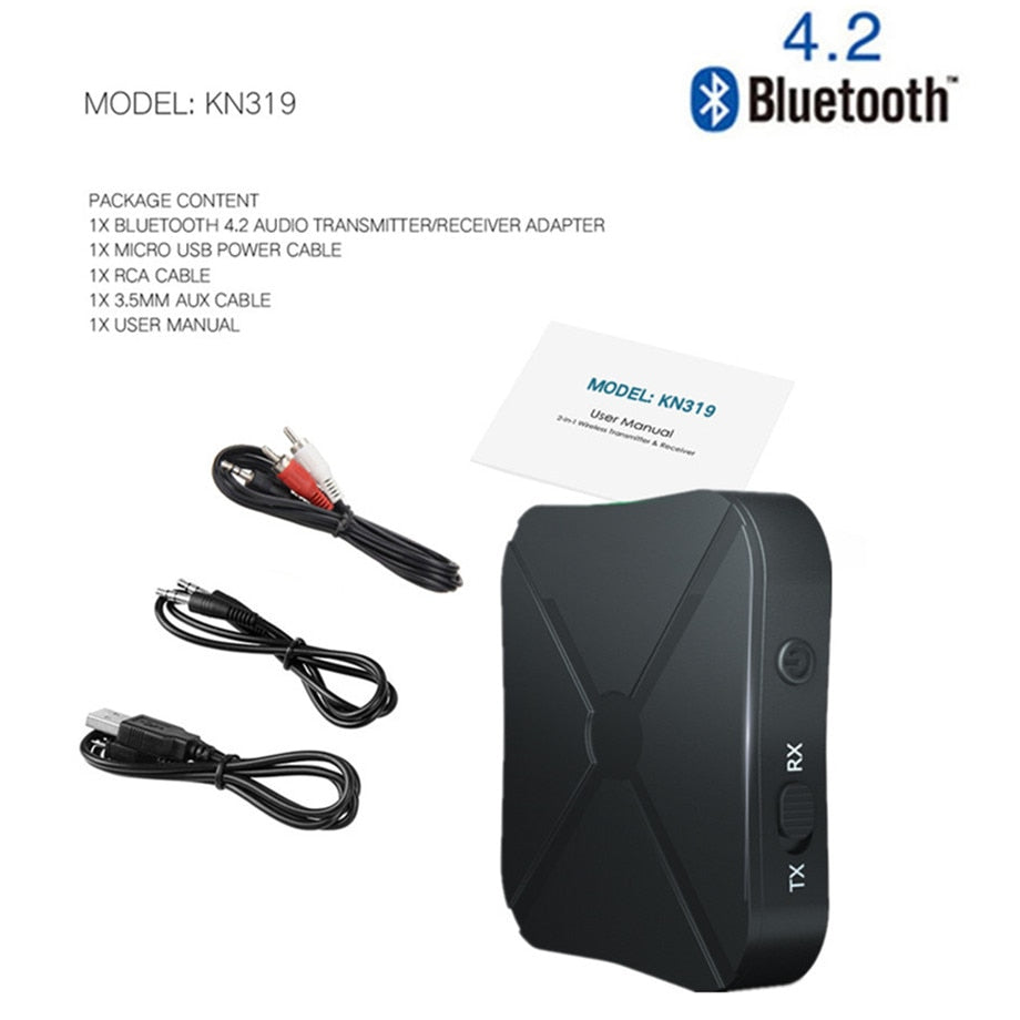 PzzPss Bluetooth 5.0 4.2 Receiver and Transmitter Audio Music Stereo Wireless Adapter RCA 3.5MM AUX Jack For Speaker TV Car PC