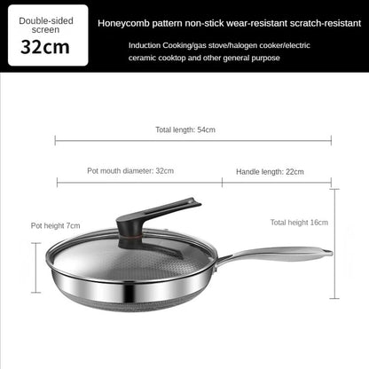 Frying Pan Stainless Steel Honeycomb Cooking Double Sided Non-stick Non-coated Full Screen Omelet Steak Pancake Cookware Kitchen