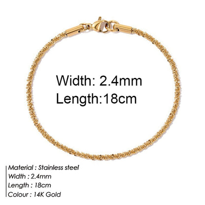 Gold Color Bracelet Stainless Steel Twist Cuban Chain Bracelet for Women Chain Bracelet Jewelry Gifts Wholesale Dropshipping