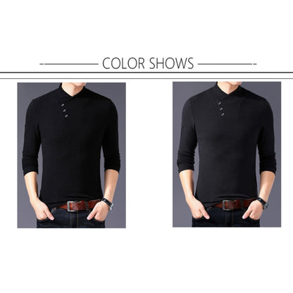 BROWON Spring Fashion Slim Fit T Shirt Men Cotton Tshirt Men Long Sleeve Irregular Collar Solid Color Men Clothes 2023
