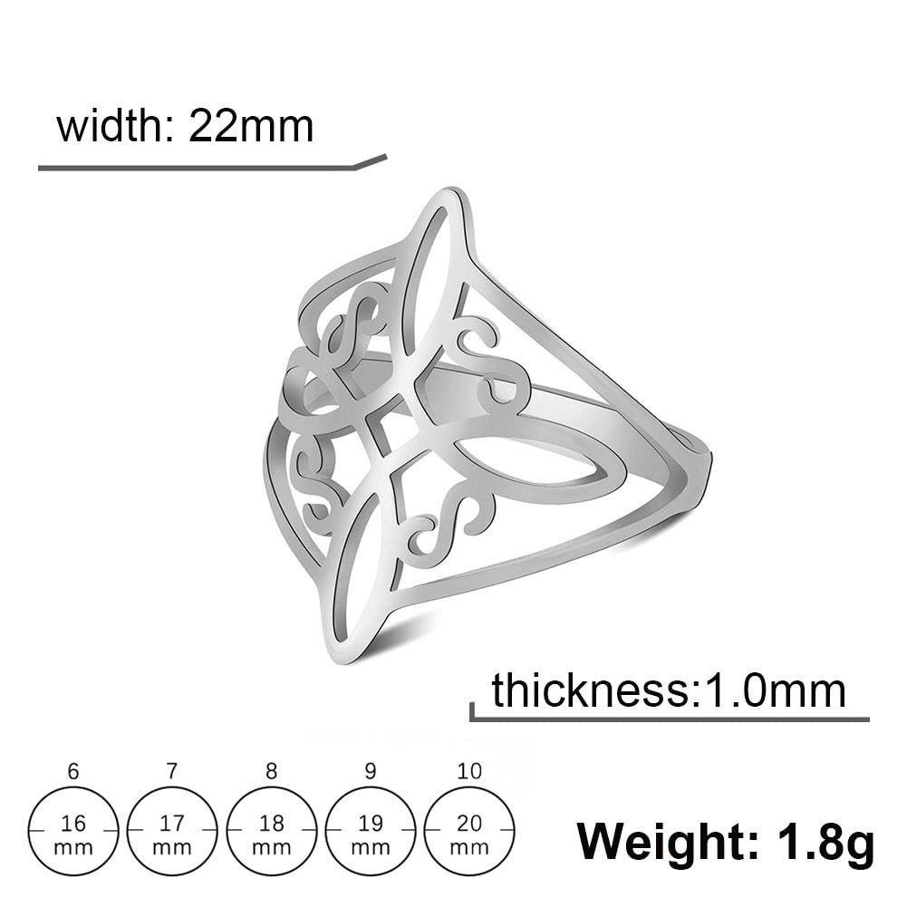 Witch Knot Stainless Steel Ring Wiccan Cross Celtics Knot Women Rings Witchcraft Good Luck Protection Amulet New Year 2023 Gifts