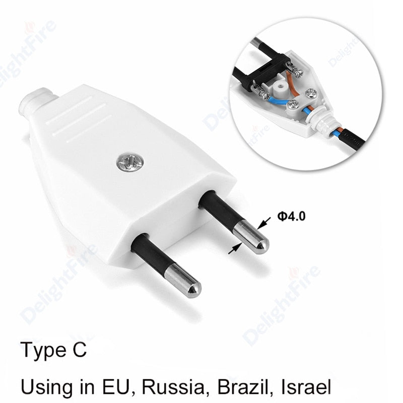 1-100pcs EU Plug Adapter 16A Male Replacement Outlets Rewireable Schuko Electeic Socket Euro Connector For Power Extension Cable