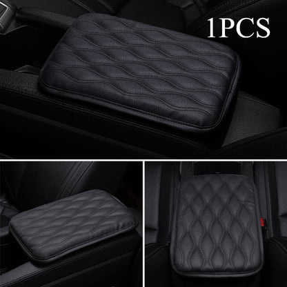 PU Leather Car Armrest Pad Cover Universal Center Console Wave Embroider Auto Seat Box Protection Cushion Hand Supports