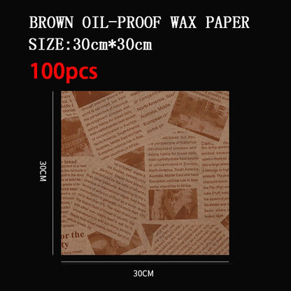 50/100pcs Oil Proof Wax Paper for Food Baking Barbecue Burger Fries Bread Baking Paper Plate Mat Baking supplies