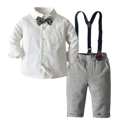 Baby Boy Clothes Birthday Party Baby Costume Boys Gentleman Tie Blue Shirt Vest Pants Autumn Toddler Baby Clothing Set Outfits