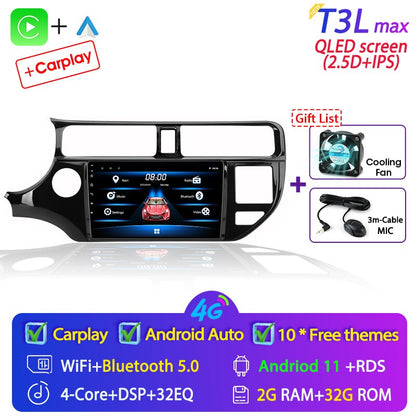 Android 11 2 Din for KIA RIO 2011-2015 Car Radio Multimedia Video Player GPS Navigation MP5 DVD Speakers Stereo Audio Carplay 9"