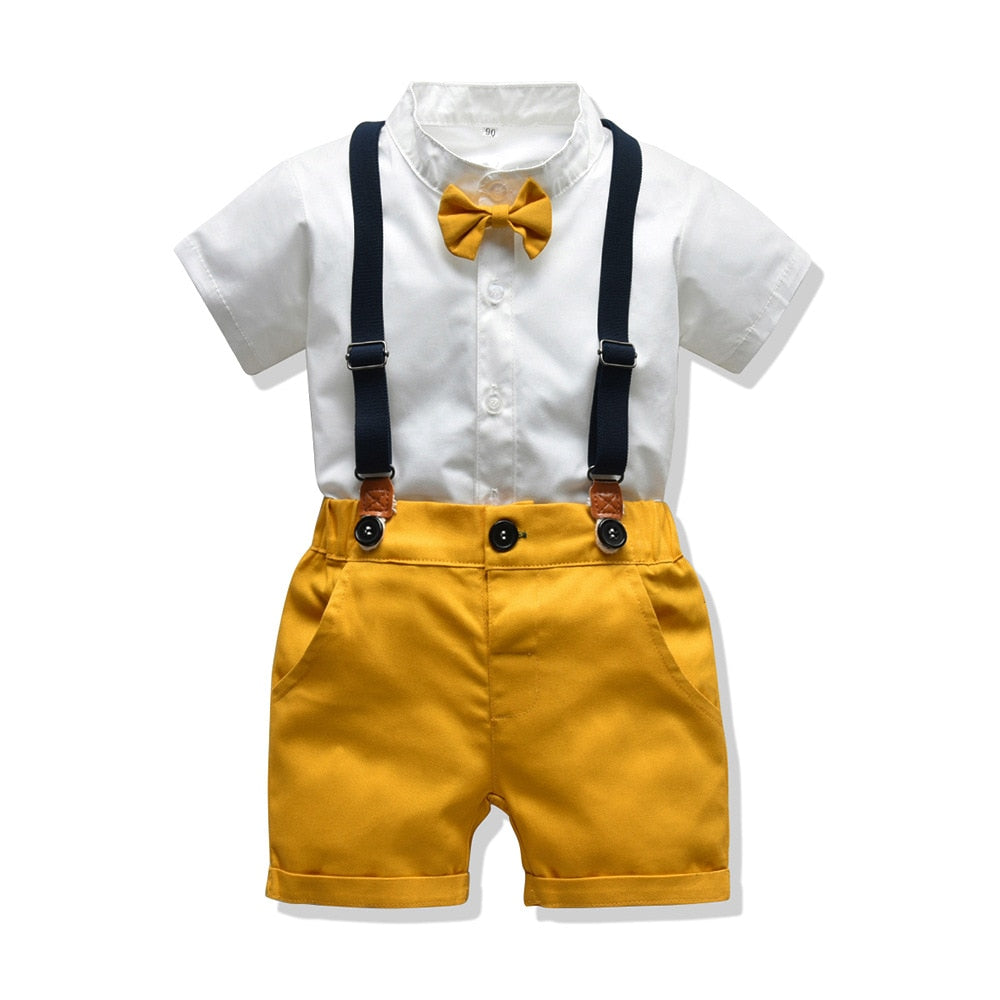 Baby Boy Clothes Birthday Party Baby Costume Boys Gentleman Tie Blue Shirt Vest Pants Autumn Toddler Baby Clothing Set Outfits