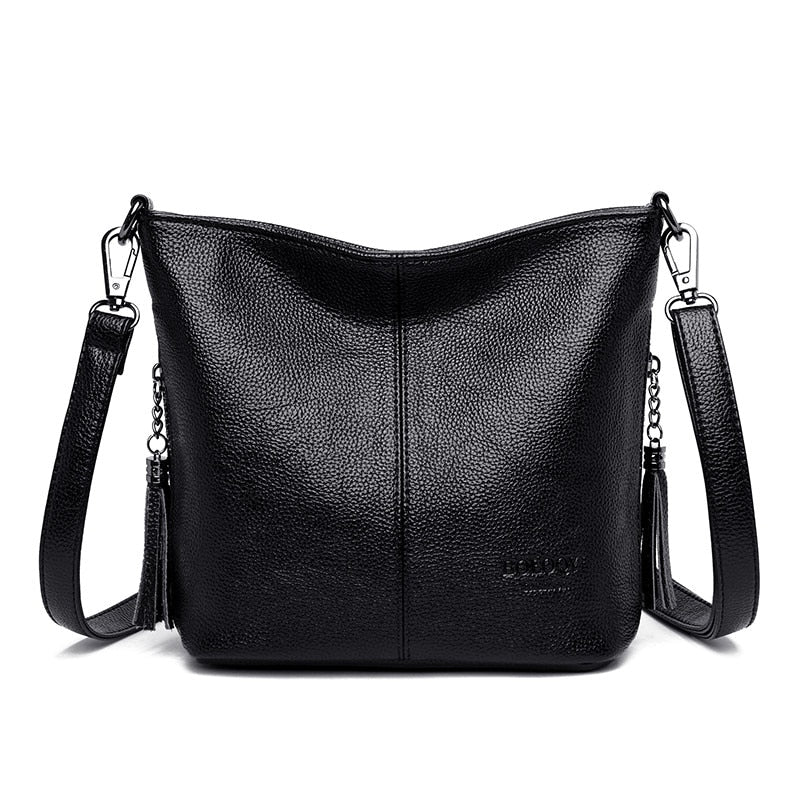 Genuien Tassels Ladies Hand Crossbody Bags For Women Leather Luxury Purses And Handbags Women Shoulder Bags Designer Bucket Sac