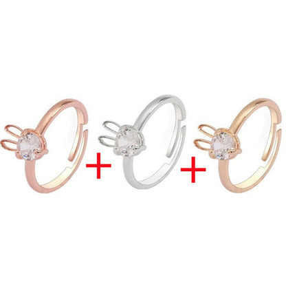 Cat Ear Finger Rings Open Design Cute Footprints Fashion Jewelry Ring For Women Young Girl Child Gift Adjustable Animal Ring