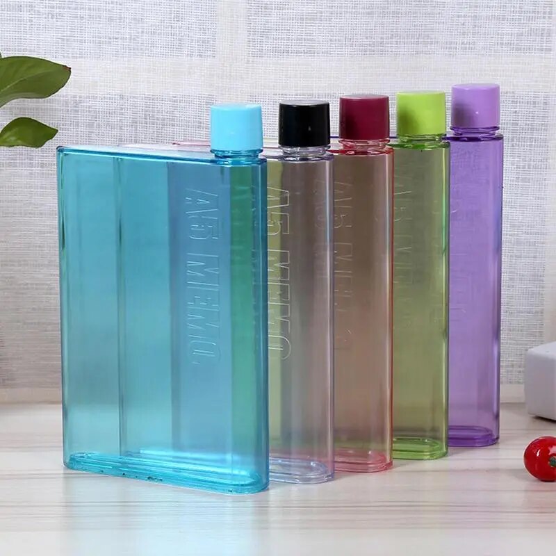 A5 A6 Paper Cup Botlte Flat Water Bottle Bpa Free Clear Book Portable Paper Pad Water Bottle Flat Drinks Kettle Notebook Bottle