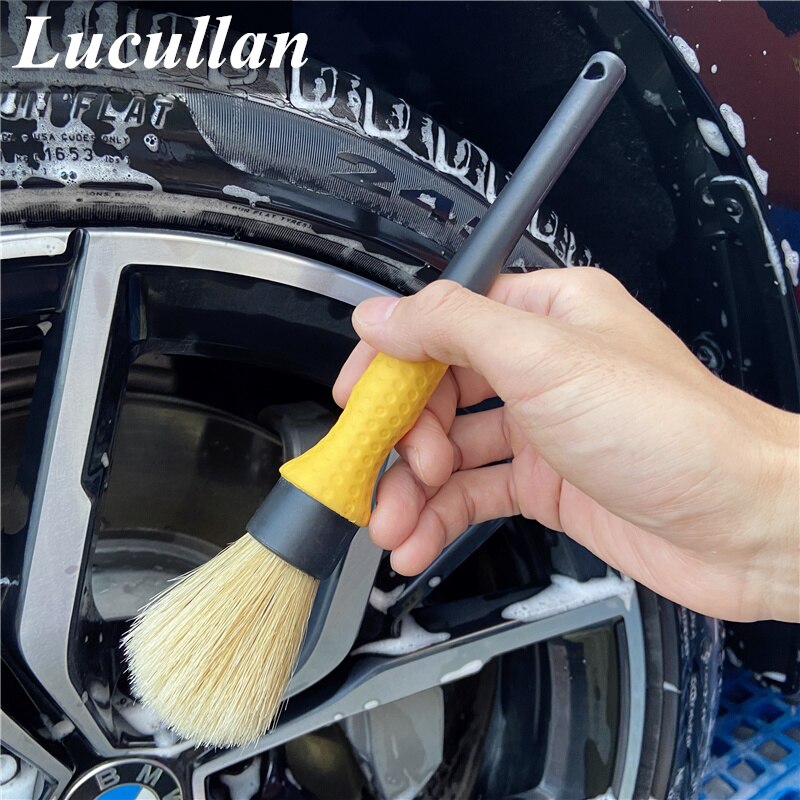 Lucullan Super Dense Auto Wheels,Interior,Exterior Cleaning Tools Car Detailing Brush With Comfortable Grip&Soft Bristle