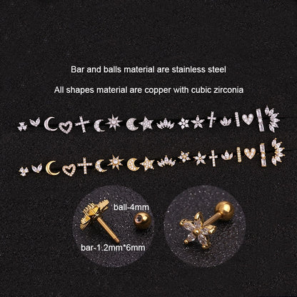 Fashion 316 Stainless Steel Mini Zircon Cartilage Piercing Stud Earring For Women Helix Tragus Piercing Korea Body Jewelry 1 Pcs