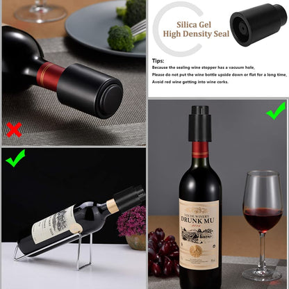 Vacuum Wine Bottle Stopper Sealed Storage Vacuum Memory Wine Stopper Push Style Bar Tools Barware Reusable Wine Cork