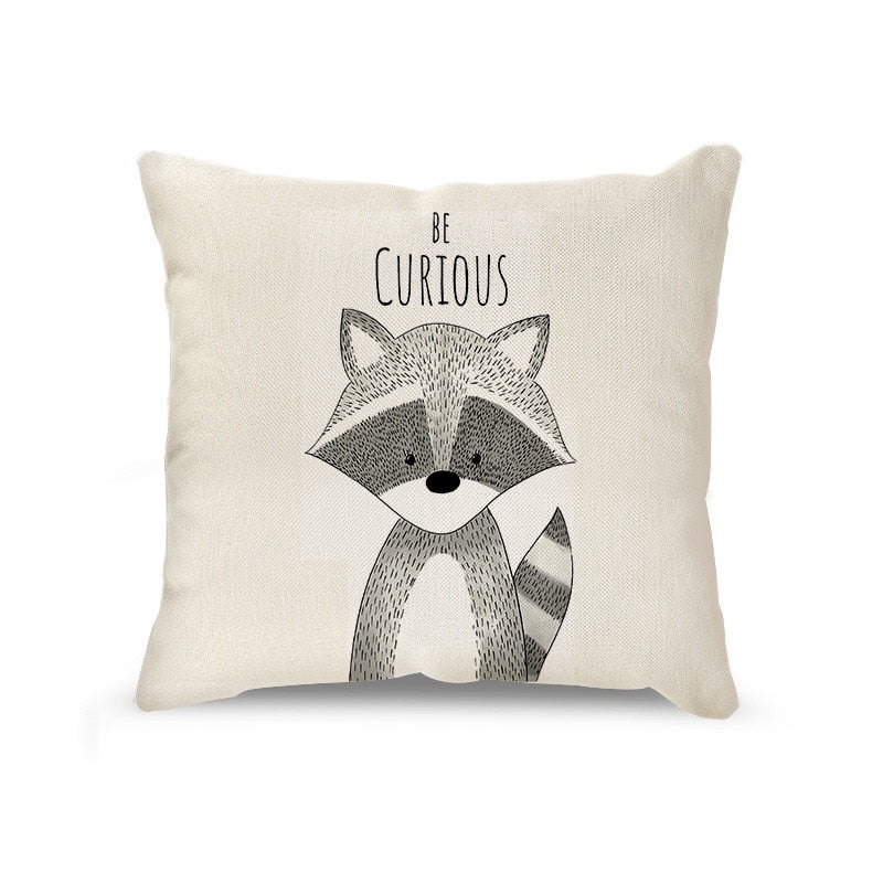 Cartoon Animal Linen Pillowcase Home Decor Throw Pillow Covers Cotton Throw Cushion Case for Sofa Couch