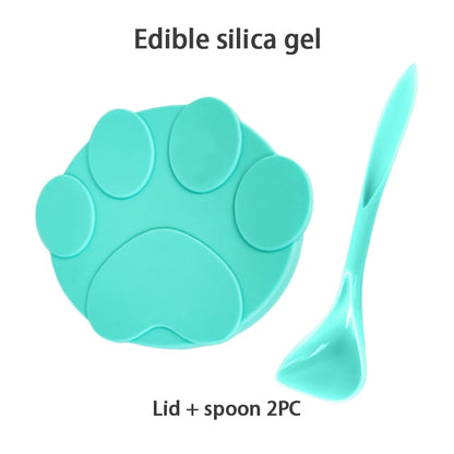 Portable Silicone Dog Cat Canned Lid 2-in-1Food Sealer Spoon Pet Food Cover Storage Fresh-keeping Lids Bowl Dog Accessories