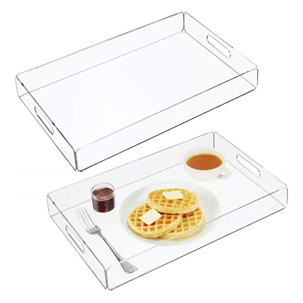 Clear Serving Tray Spill Proof Acrylic Home Organizer Tea Coffee Dessert Plate Kitchen Organization Hotel Accessories