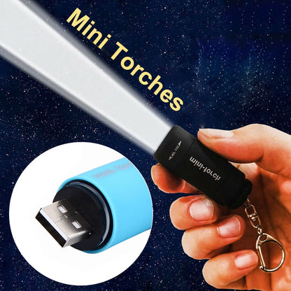 Mini LED High Light Flashlight USB Rechargeable Powerful Lamp 2 In 1 Portable Camping Waterproof Far Range Flashlight Nightlight