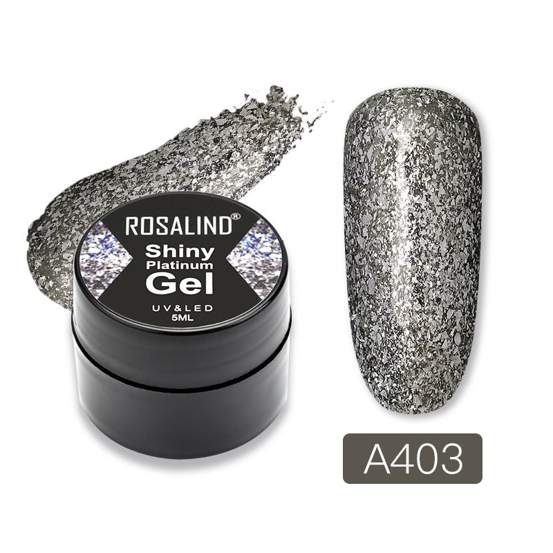 ROSALIND Gel Nail Polish Glitter Paint Hybrid Varnishes Shiny Top Base Coat For Nails Set Semi Permanent For Manicure Nail Art