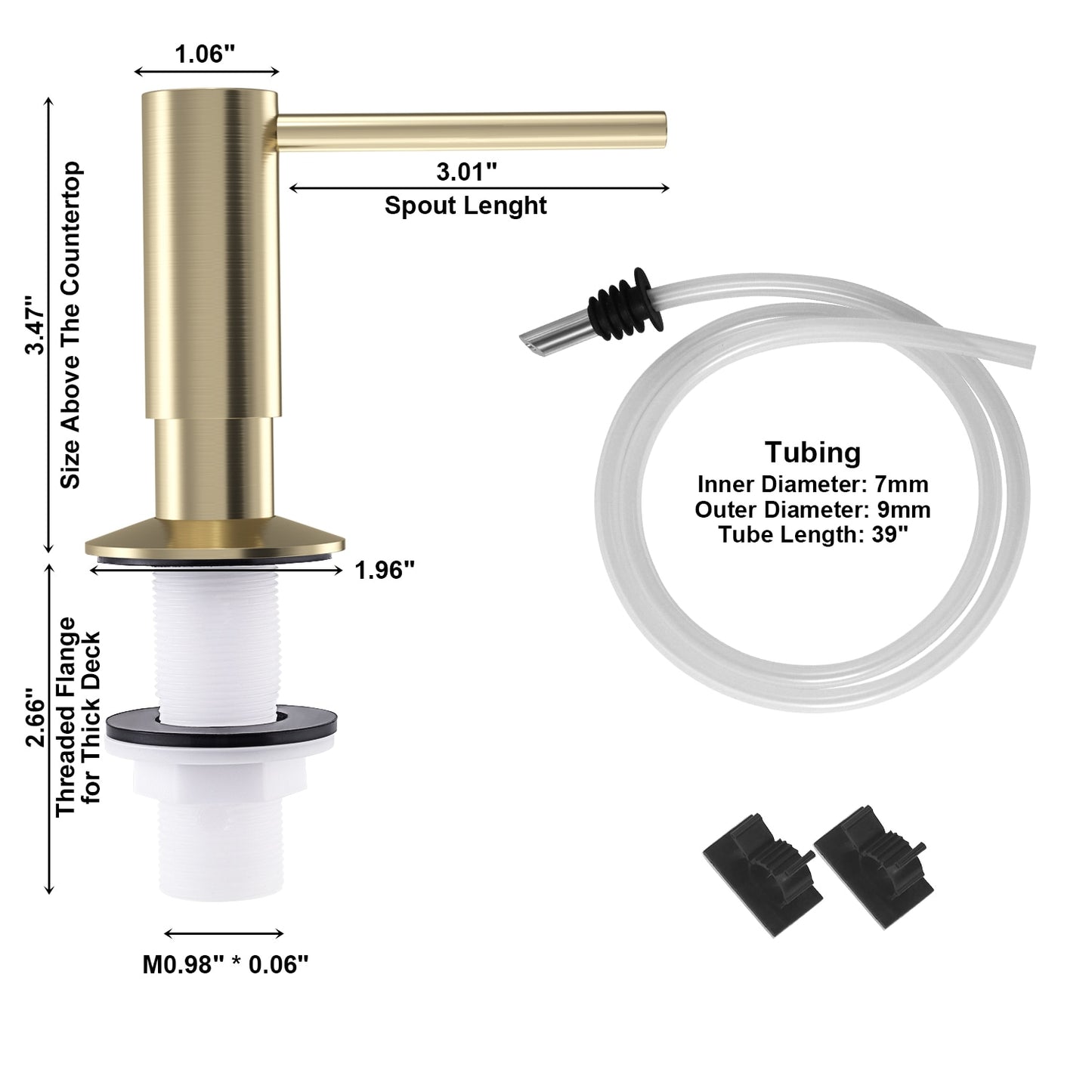 Samodra Brass Liquid Soap Dispenser Extension Tube Kit For Kitchen Accessories Bathroom Metal Built In Gold Detergent Dispensers