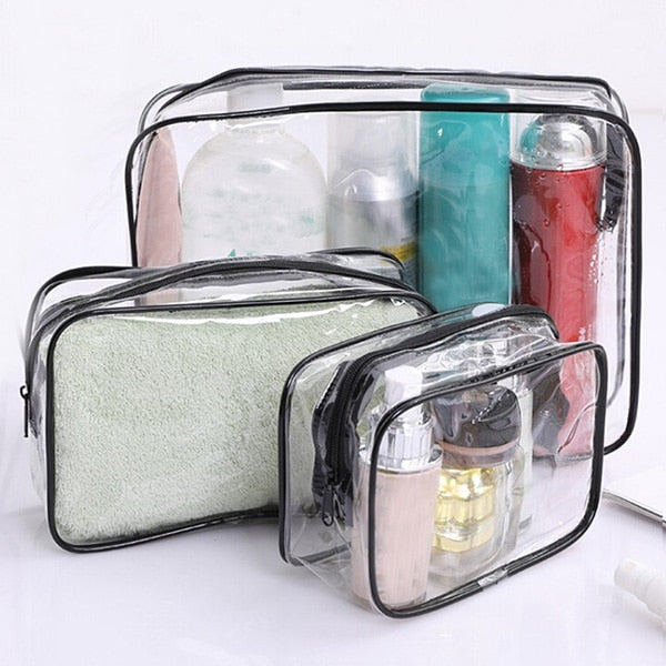 Transparent Cosmetic Bag PVC Women Zipper Clear Makeup Bags Beauty Case Travel Make Up Organizer Storage Bath Toiletry Wash Bag