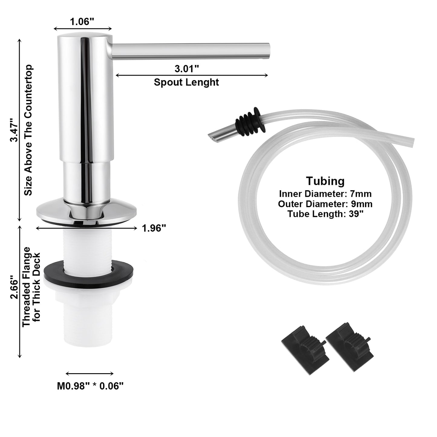 Samodra Brass Soap Dispenser Extension Tube Kit For Kitchen Accessories Bathroom Metal Built In Liquid Soap Detergent Dispensers