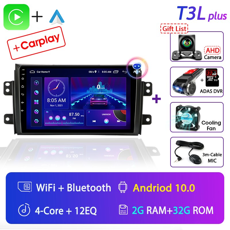 Android Car Radio for Suzuki SX4 2006-2013 Fiat Sedici 2005-2014 Multimedia Video Player Navigation 2din Carplay Stereo Audio