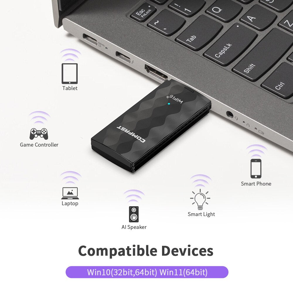 WiFi 6 USB Adapter Black AX1800 2.4G/5GHz Wireless Network Card USB 3 WiFi6  Wi-Fi Dongle WIFI5 1300M Adapt For Windows 10/11