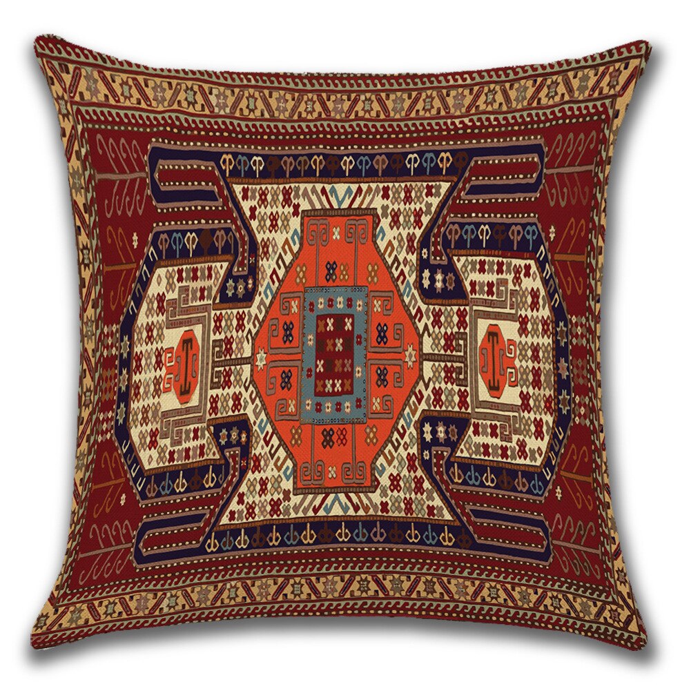 2021 New Ethnic Persian Carpet Print Linen Pillows Case Hot Bohemian Decorative Geometric Throw Pillows Sofa Couch Home Decor