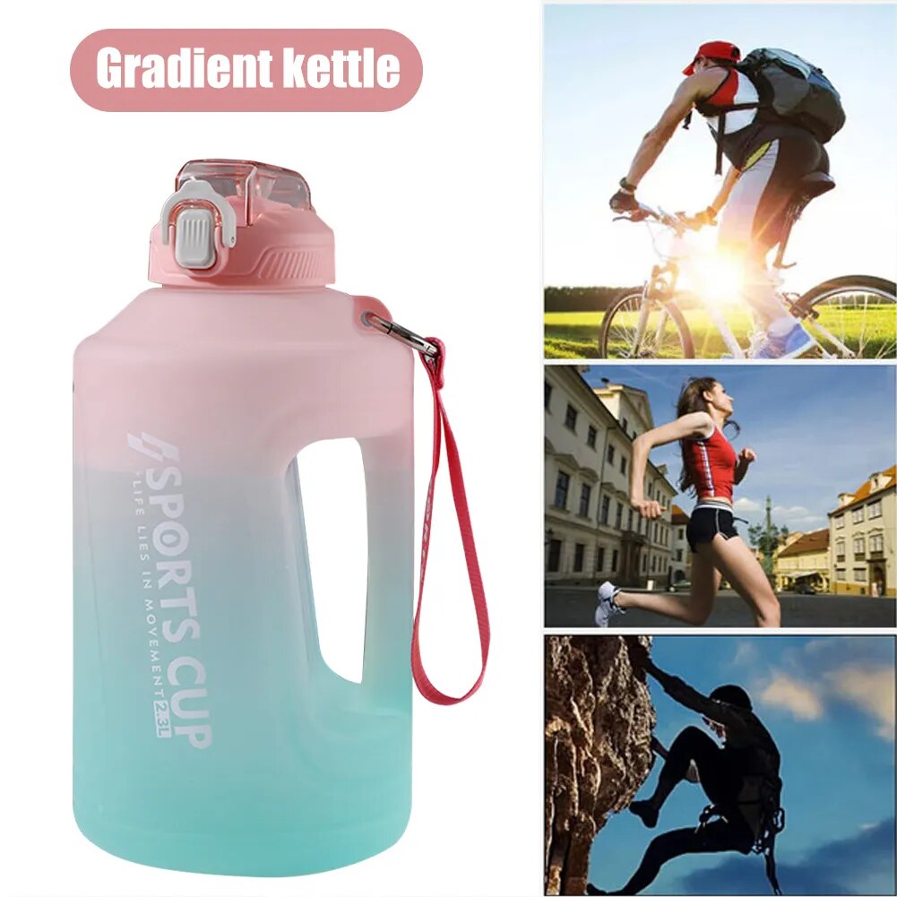 2.3L Sports Water Bottle With Handle Large Capacity Sports Outdoor Gym Fitness Dumbbell Water Kettle Training Sports Bottles