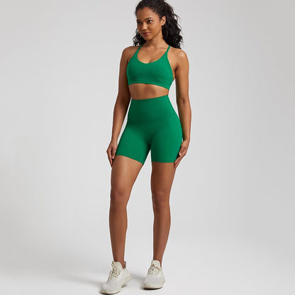 2 Pieces Seamless Yoga Set Summer Gym Set Women Workout Clothes Sports Suits High Waist Soft Shorts Fitness Bra Running Outfit