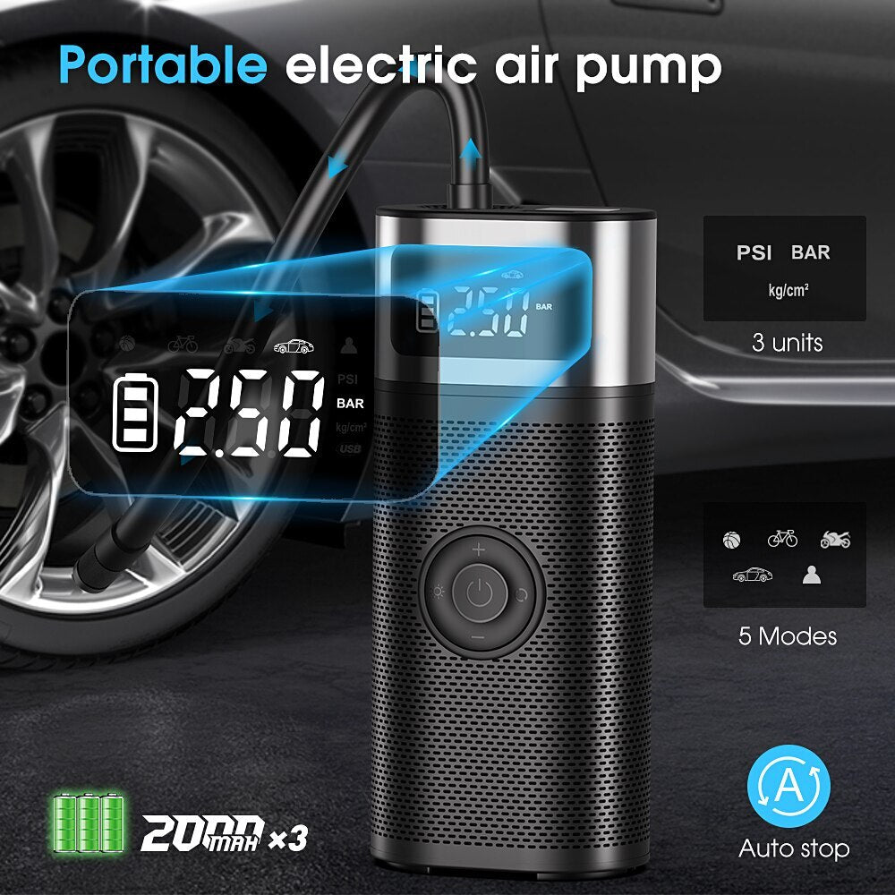 Wireless Mini Car Tire Inflator 12V 150PSI Portable Air Compressor Motorcycle Bicycle Tire Air Filling Metal Electric Air Pump