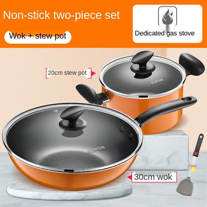 non stick pot set kitchen full set household three piece frying soup pot combination induction cooker gas