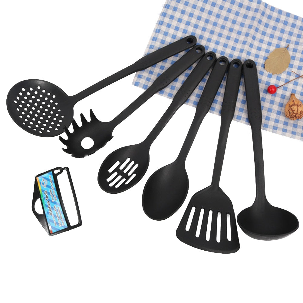 6pcs Plastic For Nonstick Cookware Kitchen Tools Easy Clean With Holes Heat Resistant Spatula Turner Cooking Utensil Set Gift