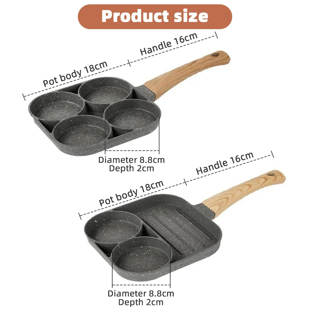 2/4-Hole Frying Pot Pan Thickened Omelet Pan Non-stick Egg Pancake Steak Pan Cooking Egg Ham Pans Dual Purpose Cookware Pan