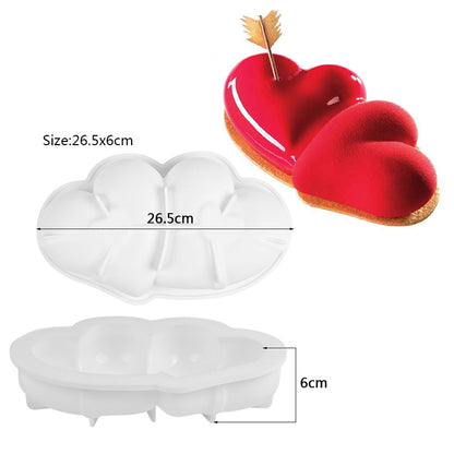 Heart Shaped Silicone Mold Cake Mousse Baking Forms Tray Silicon Soap Candle Making Moulds Kitchen Bakeware Tool