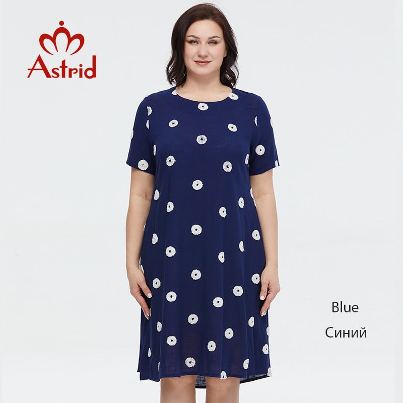 Astrid Women&#39;s Summer Dress 2023 Elegant Dress Cotton Oversize Office Polka Dot Embroidery Design Pocket Long Dresses for Women