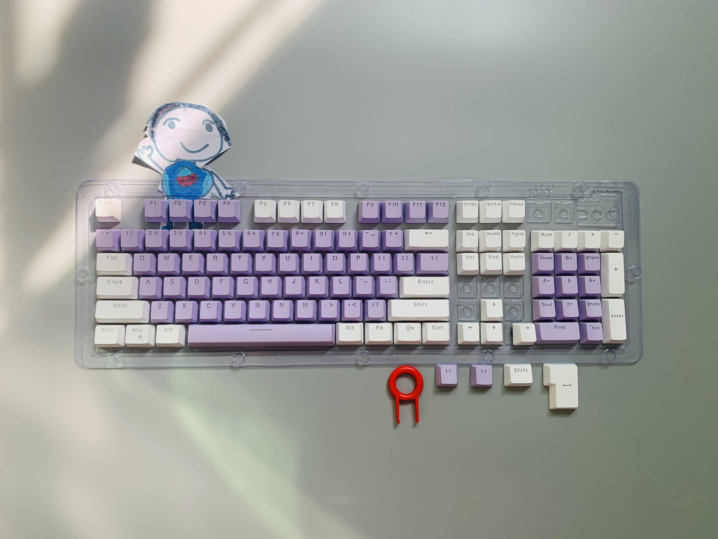 New 104 Pcs Mechanical Keyboard Keycaps Set OEM Backlit Two-Color ABS Purple White Key Cap for 61/87/104 Key Cherry MX Keycap