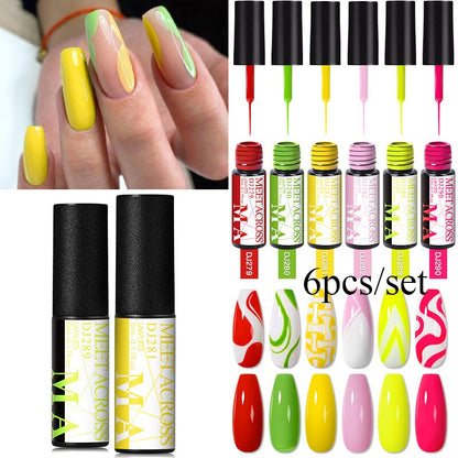 MEET ACROSS 6/12Pcs Nail Liner Gel Set Line Polish Gel Kit Nail Art Design For UV Paint Nail Drawing Polish DIY Painting Varnish